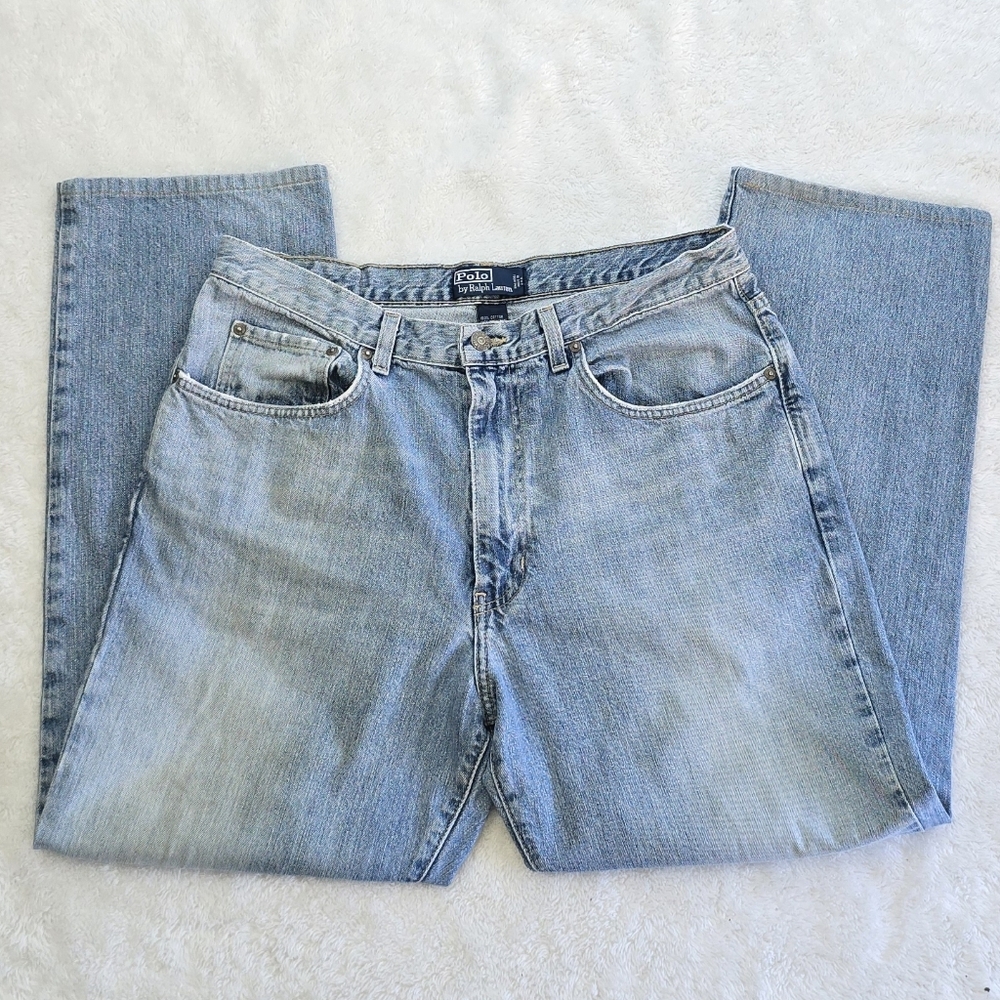 Vtg 90s Polo Ralph Lauren Made in USA Light Wash Straight Leg Jeans